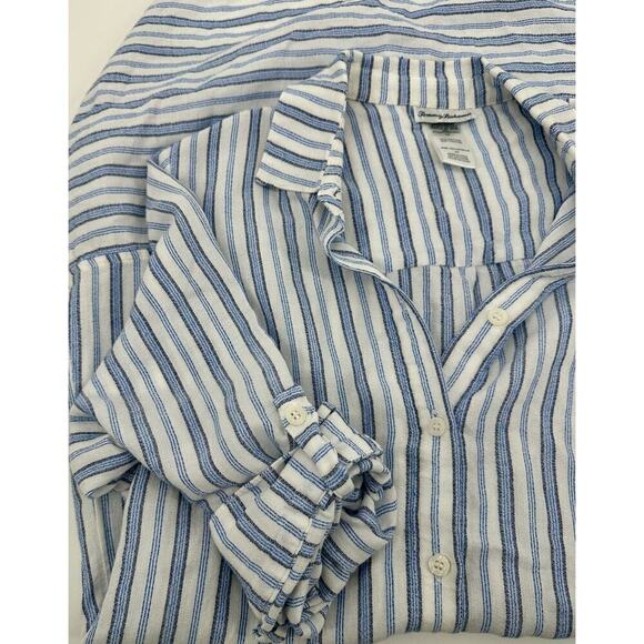Tommy Bahama Striped Button Up Tunic Shirt Size S Blue White Cotton Blend - Picture 7 of 7